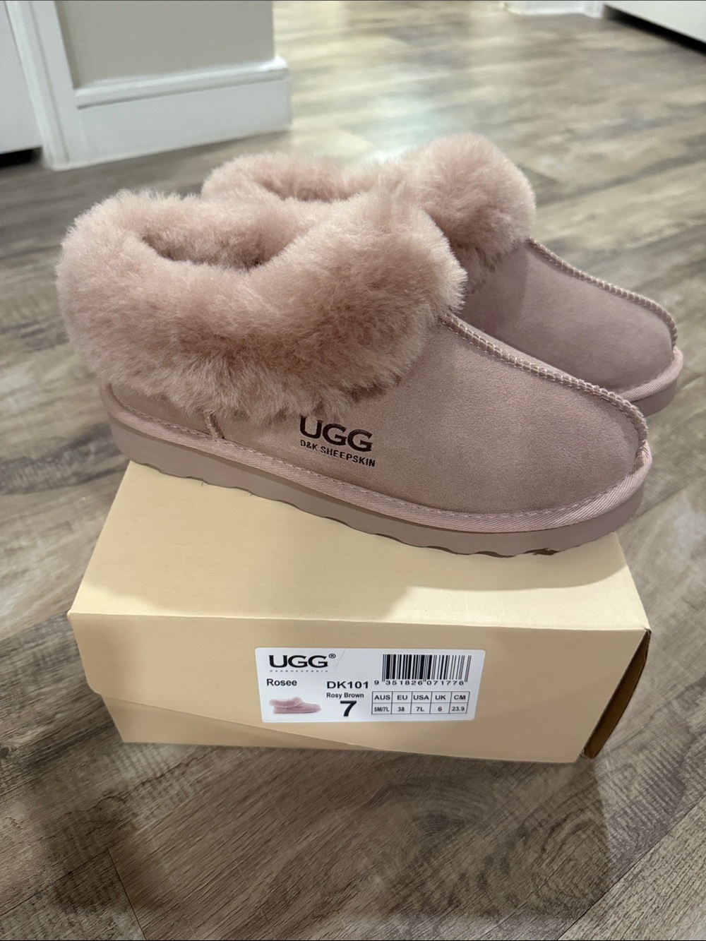 UGG Rosee Suede Shearling Slip-On Slippers in Rosy